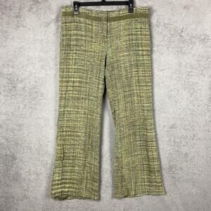 Classiques Entier Pants Womens 14 Green Silk Tweed Lined Dress Trousers Side Zip